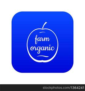 Farm organic icon blue vector isolated on white background. Farm organic icon blue vector