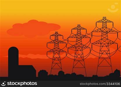 farm scenic with sunset and powerlines (jpg)