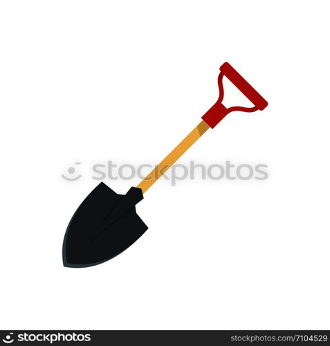 Farm shovel icon. Flat illustration of farm shovel vector icon for web design. Farm shovel icon, flat style
