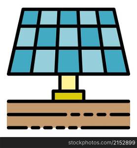 Farm solar panel icon. Outline farm solar panel vector icon color flat isolated. Farm solar panel icon color outline vector