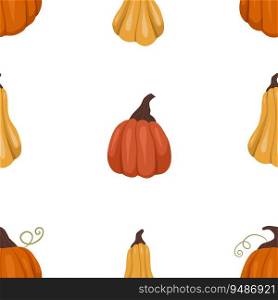 Farm textile pattern with vegetables. Simple autumn pattern with yellow and orange pumpkins on a white background. Natural background for child clothes, tablecloths and your creativity. Farm textile pattern with vegetables. Simple autumn pattern with yellow and orange pumpkins on a white background. Natural background