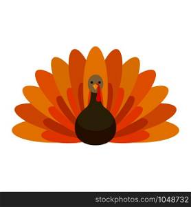 Farm turkey icon. Flat illustration of farm turkey vector icon for web design. Farm turkey icon, flat style