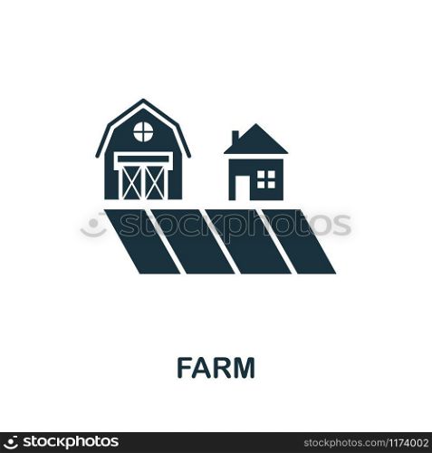Farm vector icon illustration. Creative sign from icons collection. Filled flat Farm icon for computer and mobile. Symbol, logo vector graphics.. Farm vector icon symbol. Creative sign from icons collection. Filled flat Farm icon for computer and mobile