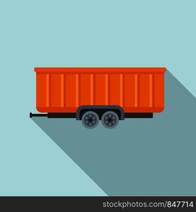 Farm wheat trailer icon. Flat illustration of farm wheat trailer vector icon for web design. Farm wheat trailer icon, flat style