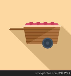 Farm wood cart icon flat vector. Garden farming. Food production. Farm wood cart icon flat vector. Garden farming