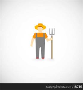 Farmer character agrarian agriculture farming profession icon flat vector illustration