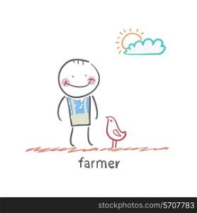 farmer. Fun cartoon style illustration. The situation of life.