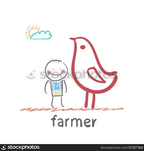 farmer. Fun cartoon style illustration. The situation of life.