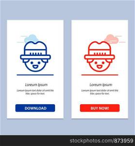 Farmer, Gardener, Man Blue and Red Download and Buy Now web Widget Card Template