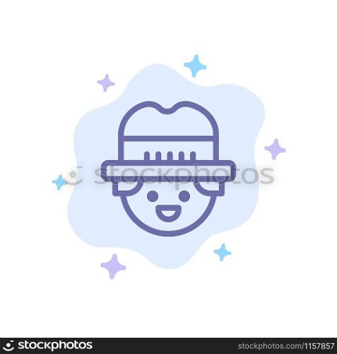 Farmer, Gardener, Man Blue Icon on Abstract Cloud Background