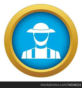 Farmer icon blue vector isolated on white background for any design. Farmer icon blue vector isolated