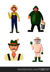 Farmer icon set. Cartoon set of farmer vector icons for web design isolated on white background. Farmer icon set, cartoon style