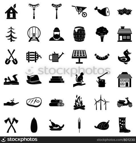 Farmer icons set. Simple style of 36 farmer vector icons for web isolated on white background. Farmer icons set, simple style