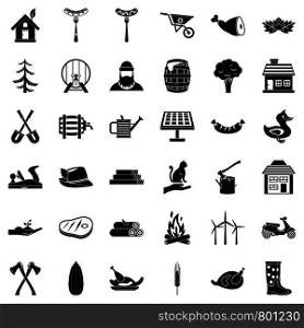 Farmer icons set. Simple style of 36 farmer vector icons for web isolated on white background. Farmer icons set, simple style