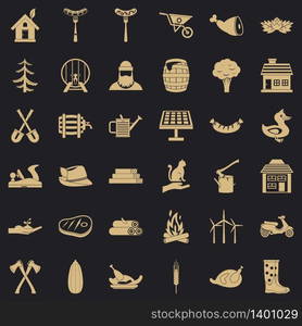 Farmer icons set. Simple style of 36 farmer vector icons for web for any design. Farmer icons set, simple style