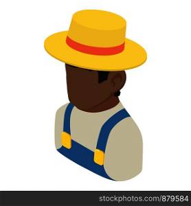 Farmer man african american icon. Isometric illustration of farmer man african american vector icon for web. Farmer man african american icon, isometric 3d style