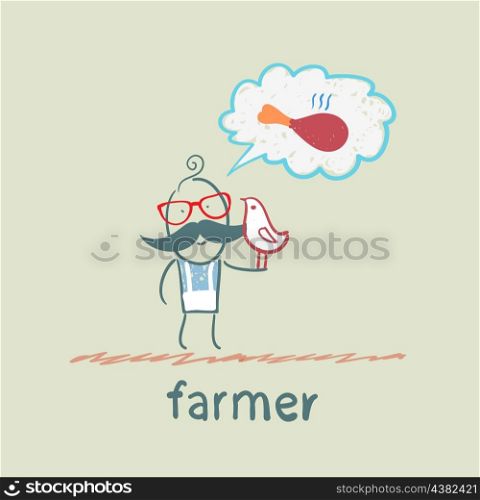 farmer thinks of fried chicken