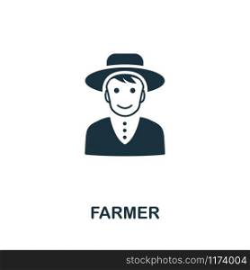 Farmer vector icon illustration. Creative sign from farm icons collection. Filled flat Farmer icon for computer and mobile. Symbol, logo vector graphics.. Farmer vector icon symbol. Creative sign from farm icons collection. Filled flat Farmer icon for computer and mobile