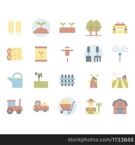 Farming and agriculture icon and symbol set in flat design