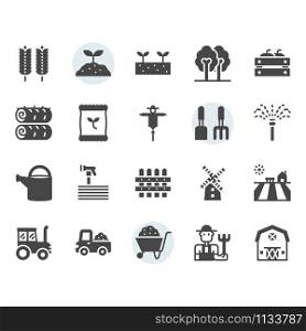 Farming and agriculture icon and symbol set in glyph design