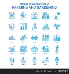 Farming and Gardening Blue Tone Icon Pack - 25 Icon Sets