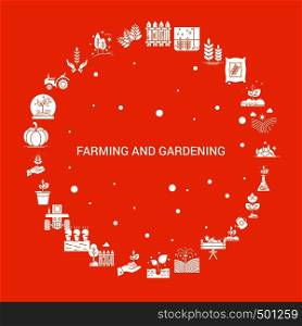 Farming and Gardening Icon Set. Infographic Vector Template
