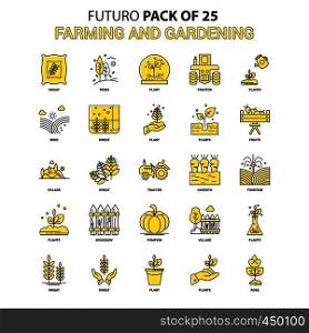Farming and Gardening Icon Set. Yellow Futuro Latest Design icon Pack