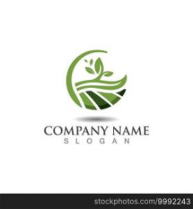 Farming ecology green nature logo design template, Agriculture icon 