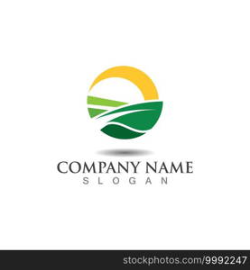 Farming ecology green nature logo design template, Agriculture icon 