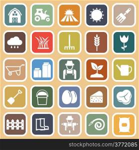 Farming flat icons on brown background, stock vector