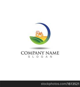 Farming green nature logo design template, Agriculture icon 