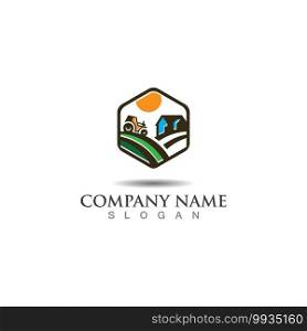 Farming green nature logo design template, Agriculture icon 