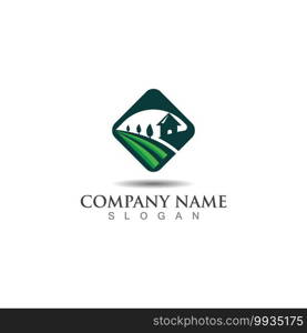 Farming green nature logo design template, Agriculture icon 