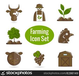 Farming harvesting and agriculture decorative icons set of livestock farmer and harvest isolated vector illustration