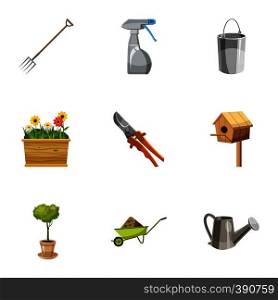 Farming icons set. Cartoon illustration of 9 farming vector icons for web. Farming icons set, cartoon style