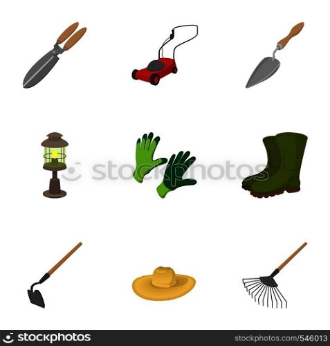 Farming icons set. Cartoon illustration of 9 farming vector icons for web. Farming icons set, cartoon style