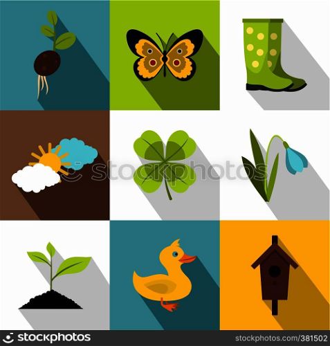 Farming icons set. Flat illustration of 9 farming vector icons for web. Farming icons set, flat style