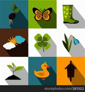 Farming icons set. Flat illustration of 9 farming vector icons for web. Farming icons set, flat style