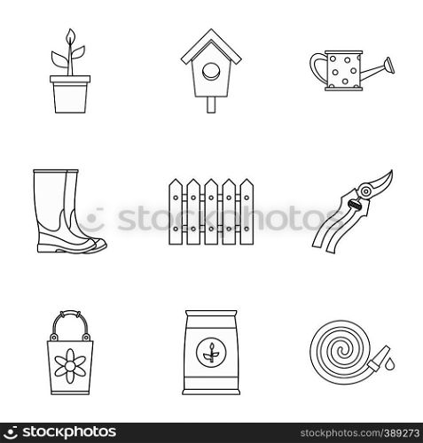 Farming icons set. Outline illustration of 9 farming vector icons for web. Farming icons set, outline style