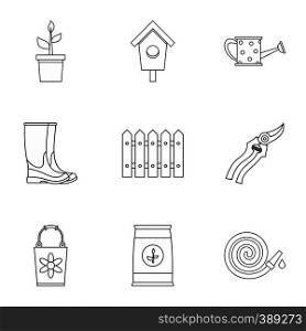 Farming icons set. Outline illustration of 9 farming vector icons for web. Farming icons set, outline style