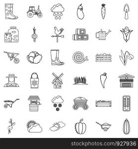 Farming icons set. Outline style of 36 farming vector icons for web isolated on white background. Farming icons set, outline style