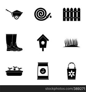 Farming icons set. Simple illustration of 9 farming vector icons for web. Farming icons set, simple style