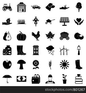Farming icons set. Simple style of 36 farming vector icons for web isolated on white background. Farming icons set, simple style
