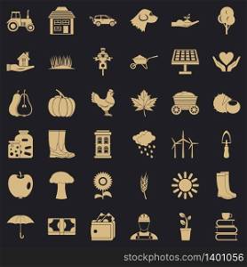 Farming icons set. Simple style of 36 farming vector icons for web for any design. Farming icons set, simple style