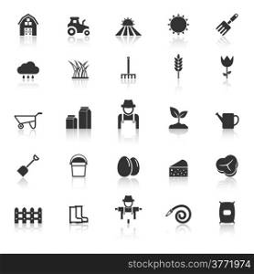 Farming icons with reflect on white background, stock vector