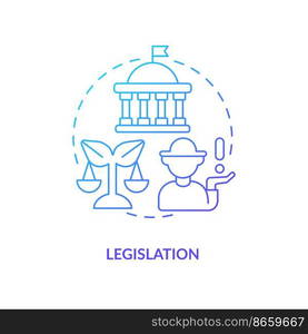 Farming legislation blue gradient concept icon. Agriculture laws regulation. Farm business justice abstract idea thin line illustration. Isolated outline drawing. Myriad Pro-Bold fonts used
. Farming legislation blue gradient concept icon