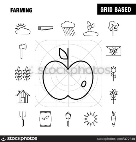 Farming Line Icon for Web, Print and Mobile UX/UI Kit. Such as: Bag, Grain, Rice, Sack, Wheat, Letter, Massage, Paper, Pictogram Pack. - Vector