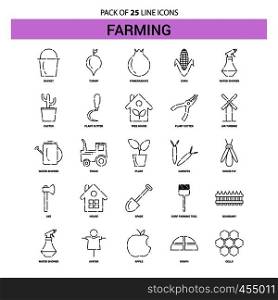 Farming Line Icon Set - 25 Dashed Outline Style