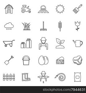 Farming line icons on white background, stock vector