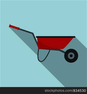 Farming wheelbarrow icon. Flat illustration of farming wheelbarrow vector icon for web design. Farming wheelbarrow icon, flat style